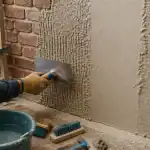 Enduit sur brique en deux couches : application et séchage anti-fissures