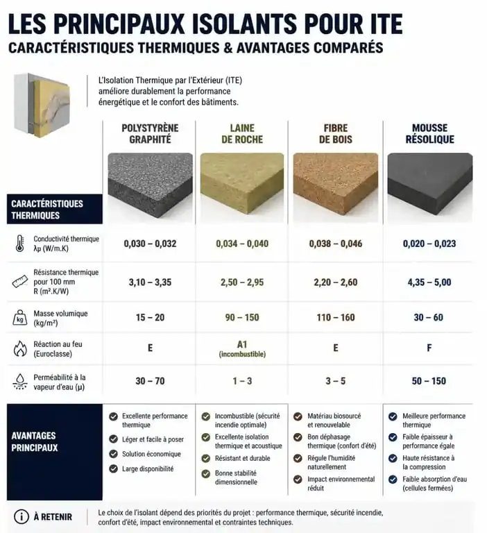 Comparatif des meilleurs isolants pour l'isolation thermique par l'extérieur (ITE)