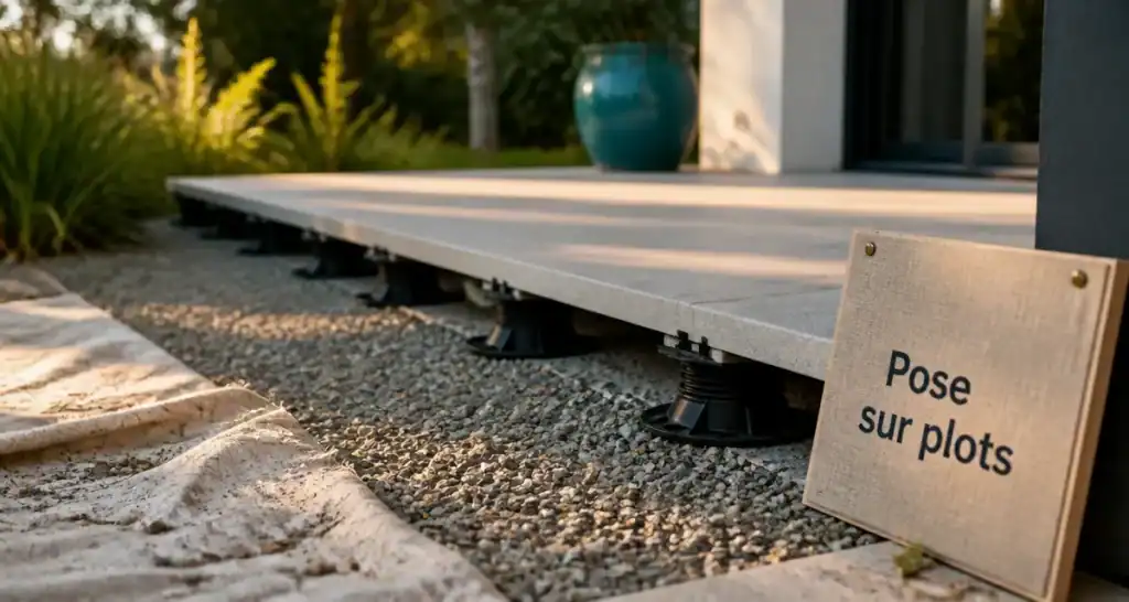 Inconvénient terrasse sur plot : dalles sur plots réglables