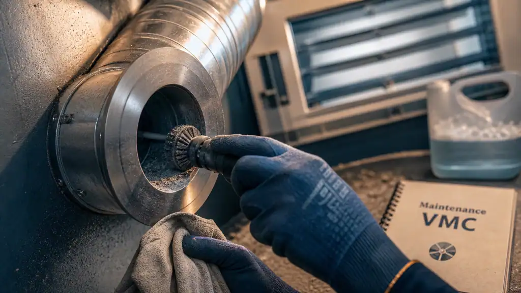 Maintenance VMC : nettoyage de la gaine et bouche d’extraction pour éviter la panne moteur