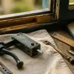 mecanisme cremone fenetre bois : crémone à larder démontée