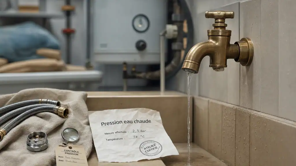 Pas de pression eau chaude : filet d’eau tiède au robinet