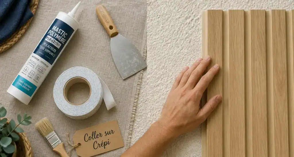 Que peut on coller sur du crépi panneau pvc outils