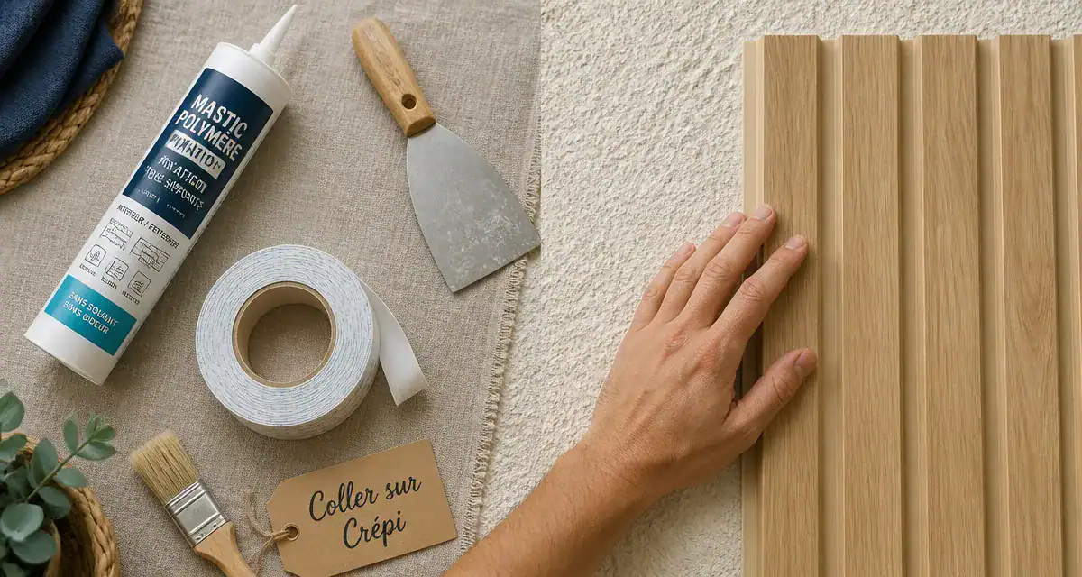 Que peut on coller sur du crépi panneau pvc outils