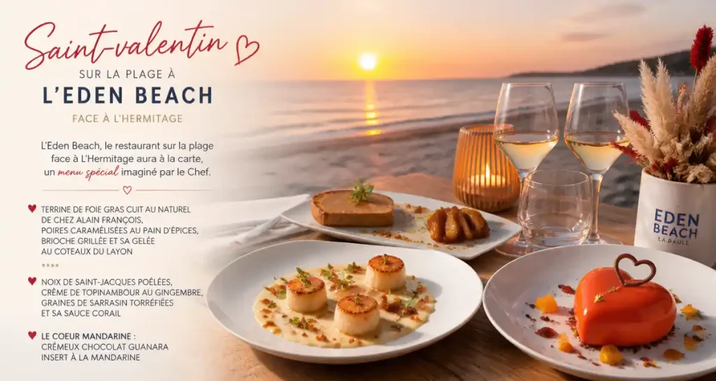 Saint-valentin sur la plage à l&rsquo;eden beach, Sorties | Baie de la Baule