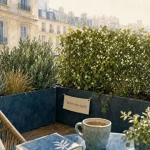Brise vue plante : brise-vue végétal en bacs sur terrasse urbaine