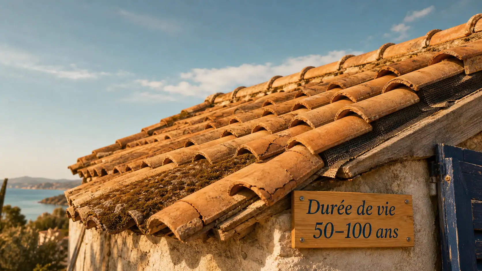 Durée de vie tuiles terre cuite : toiture 50–100 ans, tuiles et mousse