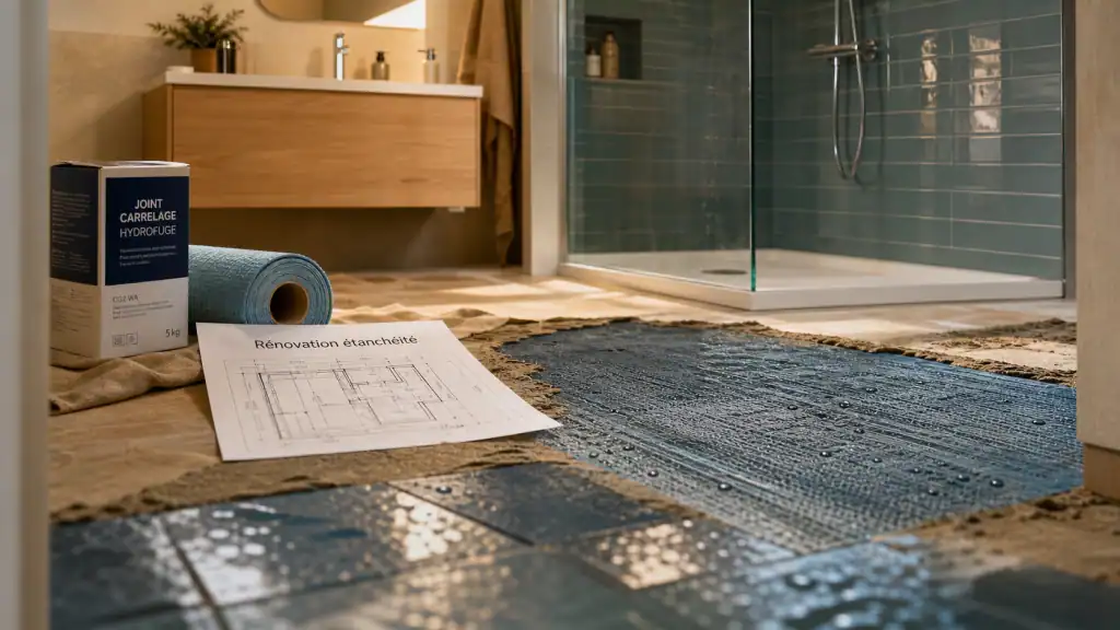 Renover une salle de bain : étanchéité sous carrelage et natte hydrofuge