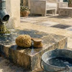 Terrasse nettoyage : savon noir dilué et bicarbonate sur pierre, sans abîmer le revêtement