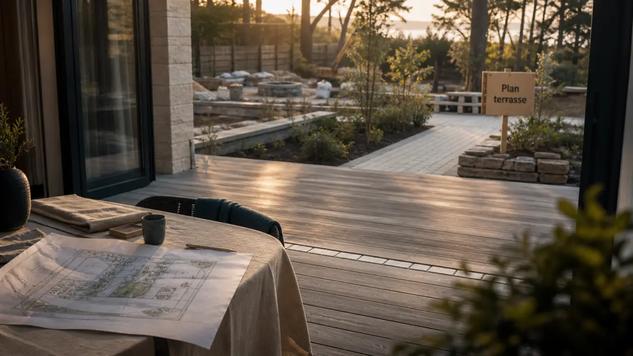 Architecte paysagiste La Baule : terrasse bois et jardin