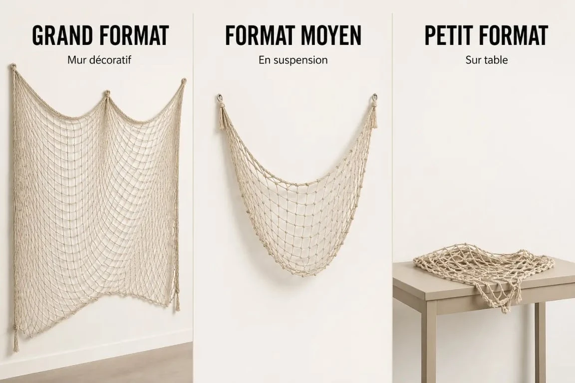 Comparaison visuelle des formats de filet peche deco