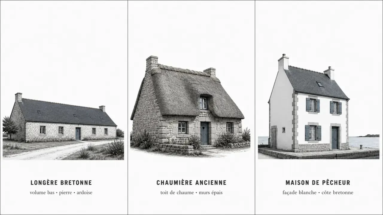 Maison typique bretonne : comparaison visuelle des longères, chaumières et maisons de pêcheur