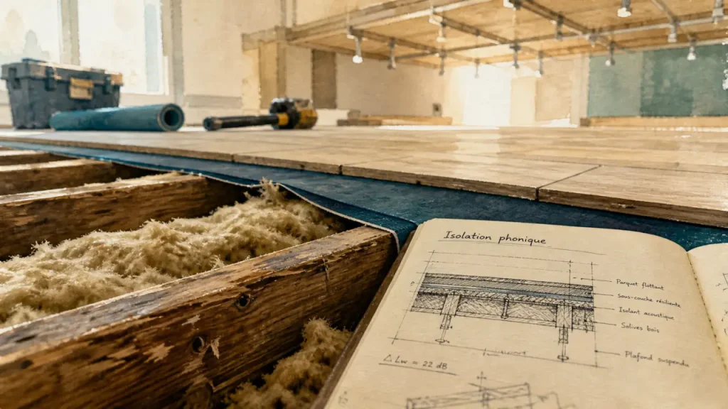 Isoler phoniquement un plancher bois sans tout casser : 3 solutions selon l’accès au chantier