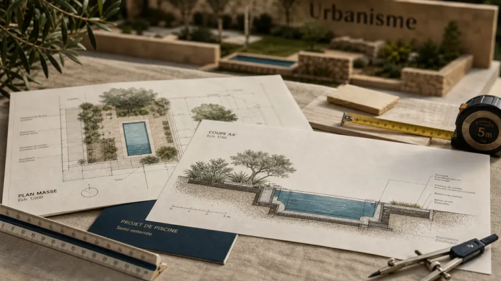 Piscine semi-enterrée : 10 m², 100 m² et 1,80 m, les seuils à vérifier