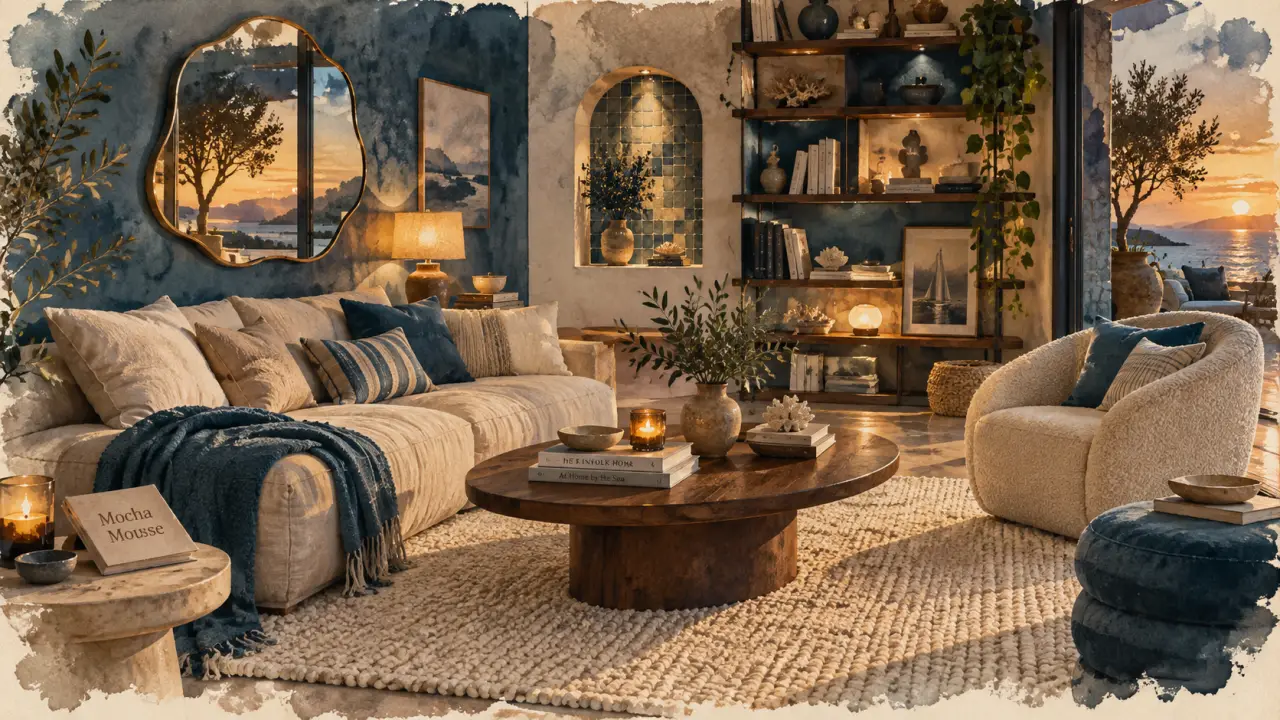 Déco salon 2025 : couleurs terreuses et matières naturelles, salon chaleureux