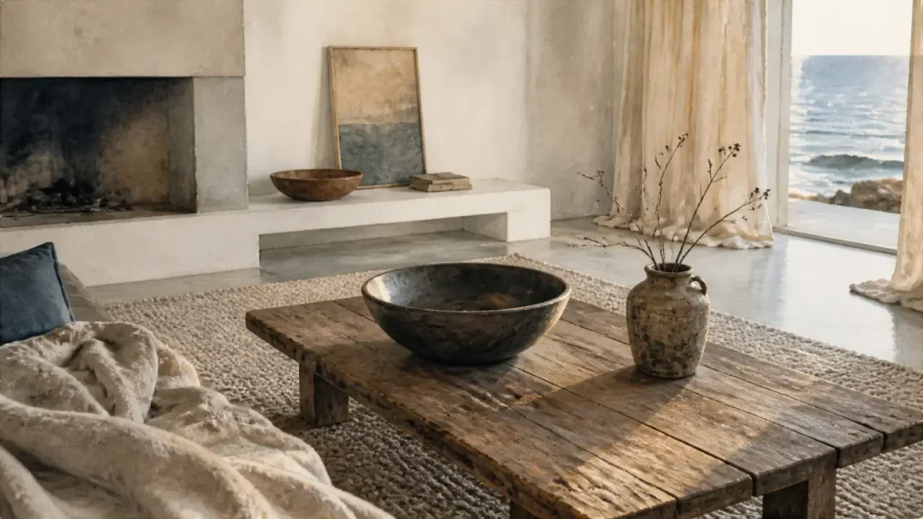 Déco wabi-sabi : matières brutes, couleurs sourdes et équilibre visuel