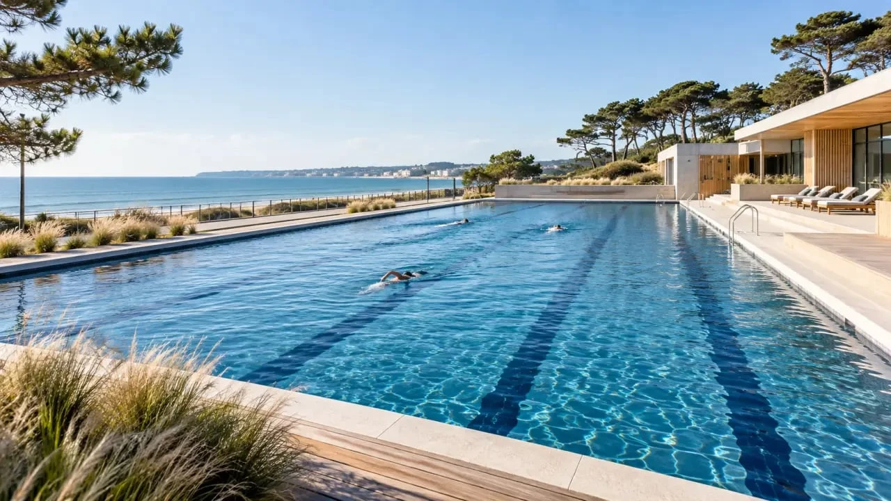 Piscine extérieure à La Baule avec bassin nordique chauffé