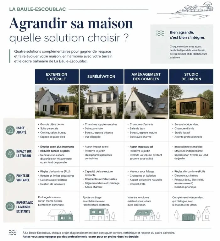 Infographie des solutions d’extension de maison à La Baule-Escoublac