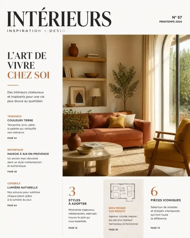 Salon décoré avec des couleurs chaudes pour une ambiance cocooning et accueillante