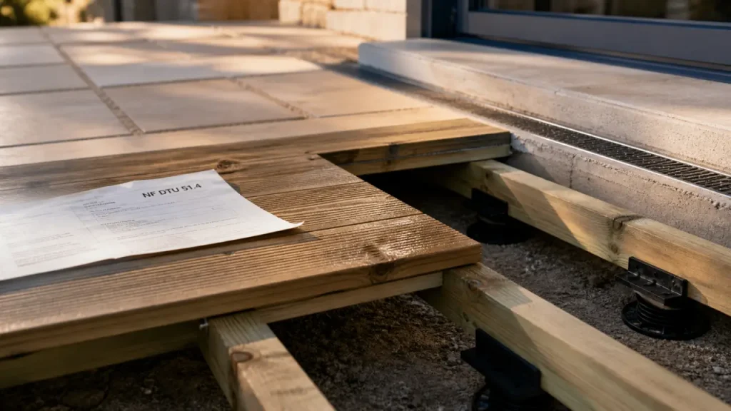 Terrasse en bois : 1,5 % de pente, 10 mm d’air et les choix qui changent tout
