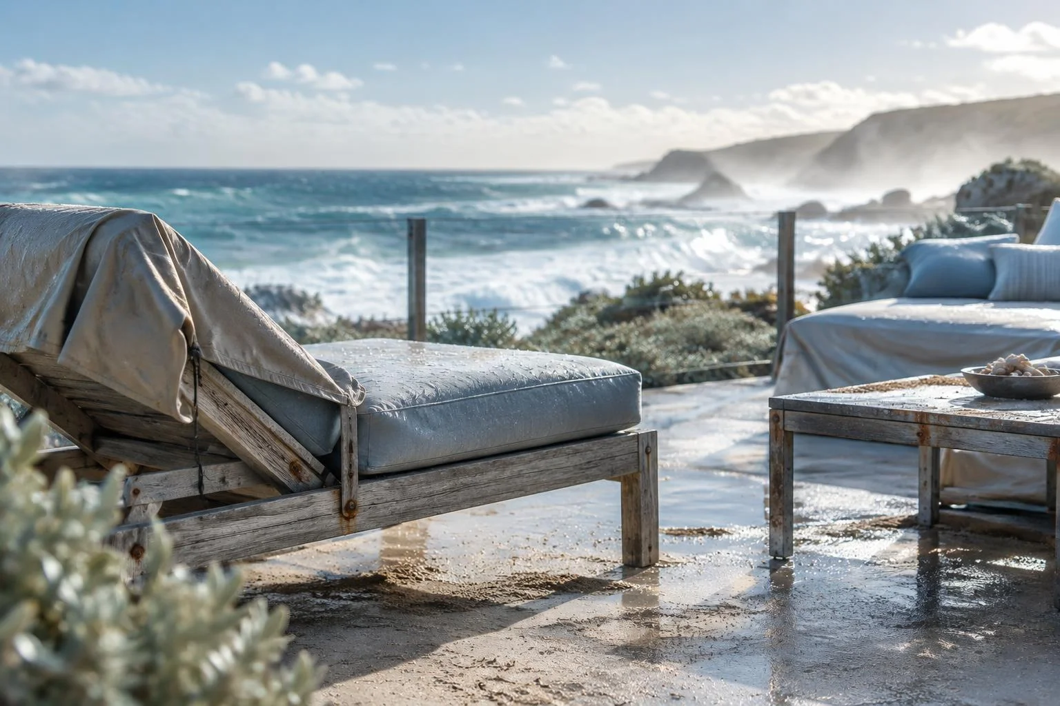 Terrasse côtière : mobilier et corrosion du sel