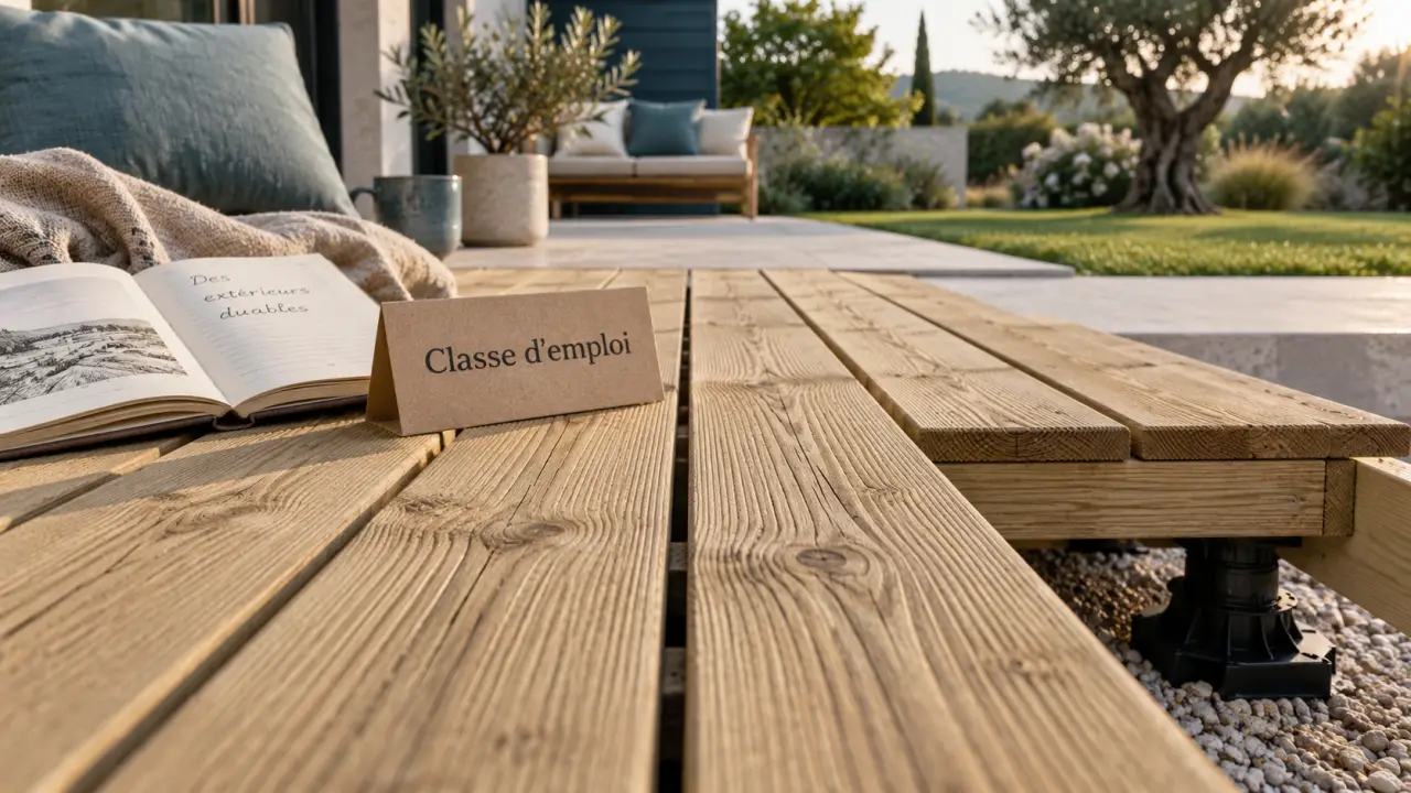 Terrasse plancher bois : lames pin autoclave et structure