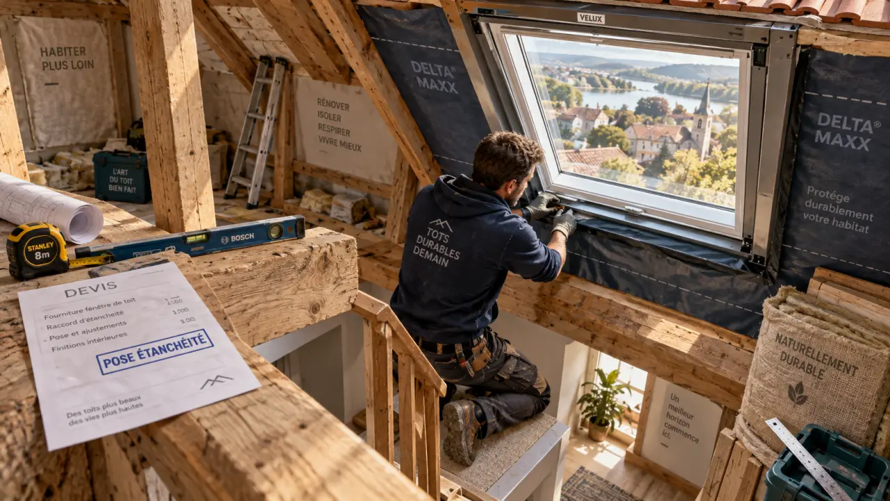 Velux sur toit posé : raccord d’étanchéité en combles